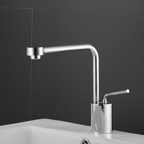Leekayer Waschtischarmaturen Bad Waschbecken Wasserhahn Hohe Körper Chrom Schwanenhals Einhand Einlochmontage Messing von Leekayer