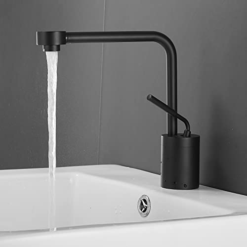 Leekayer Waschtischarmaturen Bad Waschbecken Wasserhahn Hohe Körper Schwarz Schwanenhals Einhand Einlochmontage Messing von Leekayer