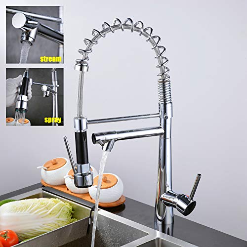 Leekayer Spüle Wasserhahn Chrom Messing 360 Grad Rotation Wasserhahn Einhand 1 Loch Sprayer + Schwenk Küchenmischer Auslauf Leekayer Spüle Wasserhahn Chrom Messing 360 Grad Rotation Wasserhahn Einhand 1 Loch Sprayer + Schwenk Küchenmischer Auslauf von Leekayer