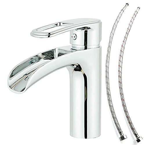 Waschbecken Wasserhahn Wasserfall Chrom Einhand Einlochmontage Toilette Mischbatterie Messing Leekayer,LK6683Cg von Leekayer