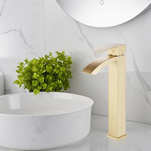 Wasserfall Bad Schiff Waschbecken Wasserhahn Einhand 1 Loch Deck Mount Toilette moderne hohe Hahn Gold gebürstet Leekayer,YA70531BGZH Wasserfall Bad Schiff Waschbecken Wasserhahn Einhand 1 Loch Deck Mount Toilette moderne hohe Hahn Gold gebürstet Leekayer,YA70531BGZH von Leekayer