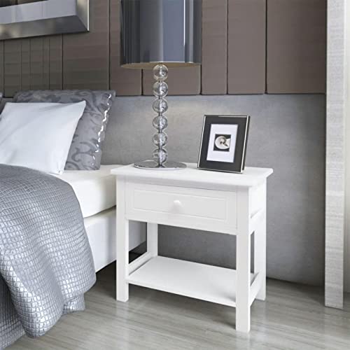 Leepesx Nachttisch, Nachtkommode, Nachtschrank, Nachtkästchen, Beistelltisch, für Schlafzimmer Wohnzimmer, Holz Weiß Leepesx Nachttisch, Nachtkommode, Nachtschrank, Nachtkästchen, Beistelltisch, für Schlafzimmer Wohnzimmer, Holz Weiß von Leepesx