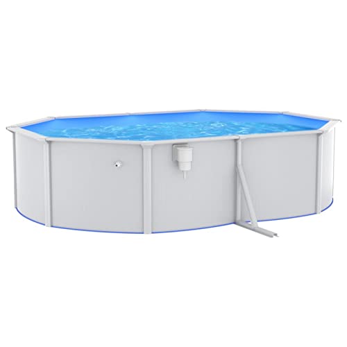 Leepesx Pool mit Stahlwand, Pool Stahlwand, Swimmingpool, Gartenpool Komplettset, Pool Garten, Aufstellpool, Schwimmbad, Oval 490x360x120 cm Weiß von Leepesx