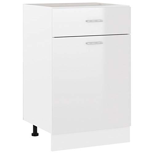 Leepesx Schubunterschrank, Küchenunterschrank, Küchenschränke, Küchenmöbel, Unterschrank, Kitchen Furniture, Hochglanz-Weiß 50x46x81,5 cm Spanplatte von Leepesx