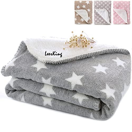 LeerKing Hundedecke flauschig Katzendecke waschbar Doppelte Fleecedecke Kuscheldecke für Sofa Hundebett und Auto Grau 100 * 150cm von LeerKing