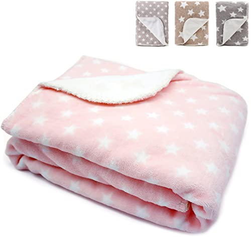 LeerKing Hundedecke flauschig Katzendecke waschbar Doppelte Fleecedecke Kuscheldecke für Sofa Hundebett und Auto Pink 75 * 100cm von LeerKing