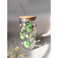 Doppelseitiges Motiv | Trinkglas Mit Deckel Und Strohhalm, Klar, Milchglas 16Oz 500Ml Frosch Glasbecher, Geschenk Geburtstag Doppelseitiges Motiv | Trinkglas Mit Deckel Und Strohhalm, Klar, Milchglas 16Oz 500Ml Frosch Glasbecher, Geschenk Geburtstag von LeeraCrafts