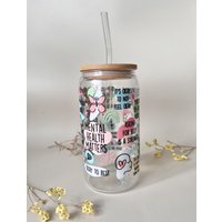 Doppelseitiges Motiv | Trinkglas Mit Deckel Und Strohhalm Klar, Milchglas 16Oz 500Ml Mental Health Glasbecher, Geschenk Geburtstag Doppelseitiges Motiv | Trinkglas Mit Deckel Und Strohhalm Klar, Milchglas 16Oz 500Ml Mental Health Glasbecher, Geschenk Geburtstag von LeeraCrafts