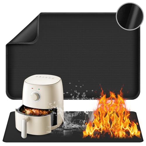 Leerweii Hitzebeständige Unterlage, Hitzeschutzmatte 35 x 45 cm Hitzebeständige Matte für Luftfritteuse Feuerfeste Silikonmatten für Küchenarbeitsplatten, Rutschfest und Wasserdicht von Leerweii