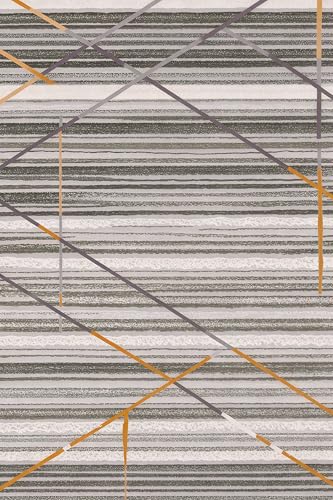 Leesentec Teppich Wohnzimmer Moderner Künstlerischer Teppiche Waschbar Kurzflor rutschfest Orientteppiche Raummatte (Grau/Gestreift Multi, 200 x 250 cm) von Leesentec