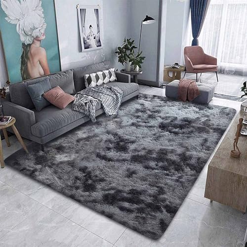 Leesentec Teppiche Schlafzimmer Hochflor Shaggy Langflor Modern Designer für Wohnzimmer Super Weich Teppich für Home Decor(Schwarz/Weiß, 160 x 200 cm) von Leesentec