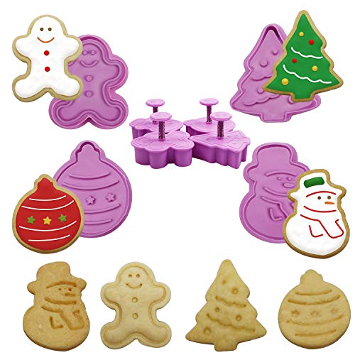 Weihnachts Ausstechformen, Kleine Keksausstecher Weihnachten, 4 Stück federdruckbare Gebäckausstecher Formen für Weihnachten Plätzchendekorationen, Keks Fondant Stempel Formen für Kinder Backset Weihnachts Ausstechformen, Kleine Keksausstecher Weihnachten, 4 Stück federdruckbare Gebäckausstecher Formen für Weihnachten Plätzchendekorationen, Keks Fondant Stempel Formen für Kinder Backset von Leesgel