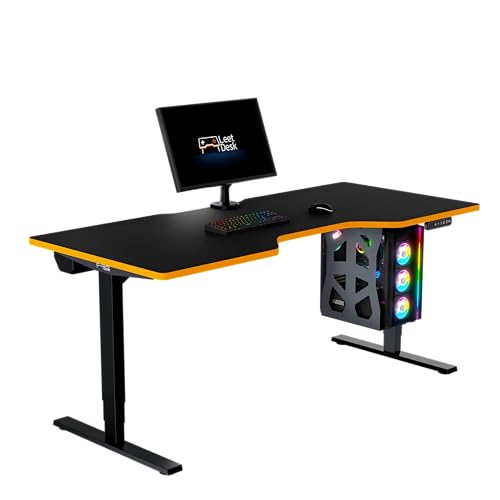 LeetDesk Dark Gaming Tisch in Schwarz Orange - Elektrisch Höhenverstellbarer Schreibtisch - Computertisch - Ergonomisch - Minimalistisch - 180x80 cm - Cockpit LeetDesk Dark Gaming Tisch in Schwarz Orange - Elektrisch Höhenverstellbarer Schreibtisch - Computertisch - Ergonomisch - Minimalistisch - 180x80 cm - Cockpit von LeetDesk