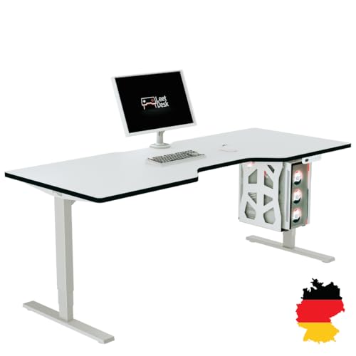 LeetDesk Dark Gaming Tisch in Weiß Schwarz - Elektrisch Höhenverstellbarer Schreibtisch - Computertisch - Ergonomisch - Minimalistisch - 200x80 cm - Cockpit LeetDesk Dark Gaming Tisch in Weiß Schwarz - Elektrisch Höhenverstellbarer Schreibtisch - Computertisch - Ergonomisch - Minimalistisch - 200x80 cm - Cockpit von LeetDesk