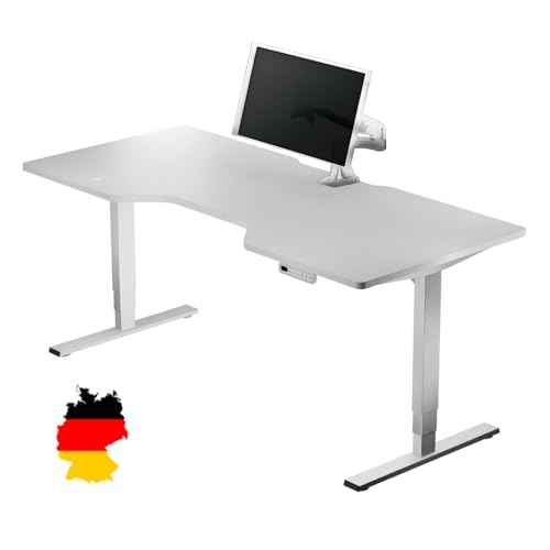 LeetDesk Light Gaming Tisch in Weiß - Elektrisch Höhenverstellbarer Schreibtisch - Computertisch - Ergonomisch - Minimalistisch - Kabelmanagement - Wireless Charger (180x80 cm) von LeetDesk