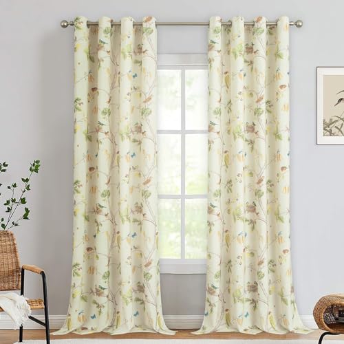 Leeva Raumverdunkelnde Schlafzimmervorhänge, Bauernhaus, lebendiger grüner Vogel- und Blumendruck, Vorhangpaneel, 213 cm lang, lichtfilternde Fensterbehandlung für Wohnzimmer, 132 x 213 cm, 1 Stück Leeva Raumverdunkelnde Schlafzimmervorhänge, Bauernhaus, lebendiger grüner Vogel- und Blumendruck, Vorhangpaneel, 213 cm lang, lichtfilternde Fensterbehandlung für Wohnzimmer, 132 x 213 cm, 1 Stück von Leeva