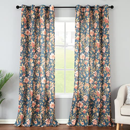 Leeva Rosa Blumenmuster Küchenvorhänge, dekorativer Lichtfilter-Ösenvorhang für Mädchenzimmer, 2 Paneele, pflegeleichte Fensterbehandlung mit Raffhalter, 132,1 x 160 cm Leeva Rosa Blumenmuster Küchenvorhänge, dekorativer Lichtfilter-Ösenvorhang für Mädchenzimmer, 2 Paneele, pflegeleichte Fensterbehandlung mit Raffhalter, 132,1 x 160 cm von Leeva