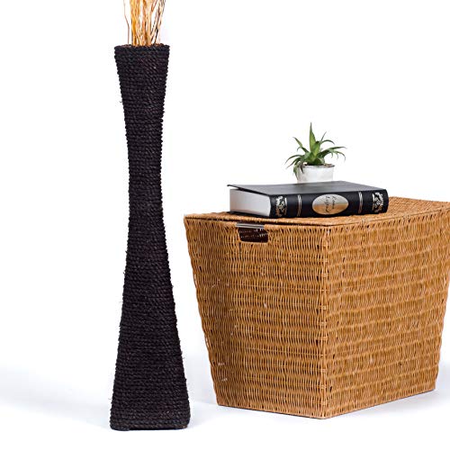 Leewadee Bodenvase für Dekozweige hohe Standvase Design Holzvase, Wasserhyazinthe, 70 cm, Schwarz von Leewadee