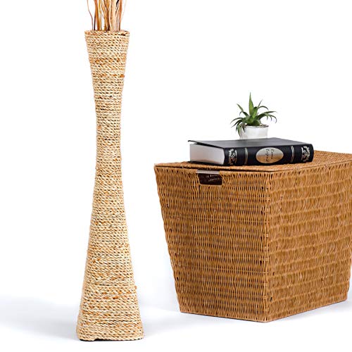 Leewadee Bodenvase für Dekozweige hohe Standvase Design Holzvase, Wasserhyazinthe, 70 cm, Natur von Leewadee