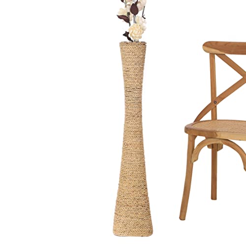 Leewadee Bodenvase für Dekozweige hohe Standvase Design Holzvase, Wasserhyazinthe, 90 cm, Natur von Leewadee