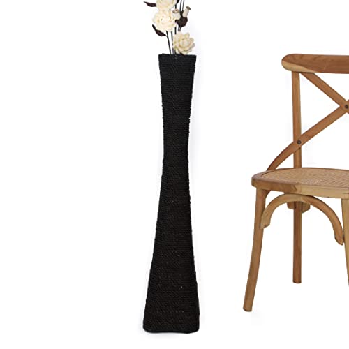 Leewadee Bodenvase für Dekozweige hohe Standvase Design Holzvase, Wasserhyazinthe, 90 cm, Schwarz von Leewadee