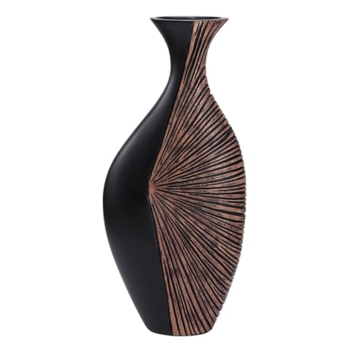 Leewadee Große Bodenvase Für Pampasgras Und Blumen, 44 cm hoch, Braun, Resin von Leewadee