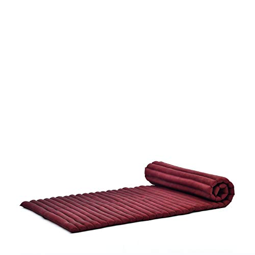 Leewadee Faltbare Bodenmatratze - Japanischer Rollbarer Futon - Tatami Faltmatte - Gästebett - Camping Matratze - Thai Massage Matte, Kapok Füllung, Rot von Leewadee