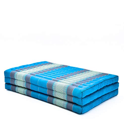 Leewadee Klappmatratze Gästebett Klappbar Auto Matratze Gästematratze Klappbar Faltbare Matratze Extrabreit, Kapok, 200 x 100 cm, Hellblau von Leewadee