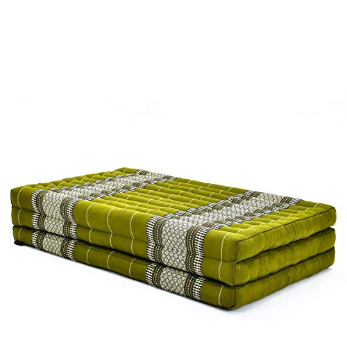 Leewadee Klappmatratze Gästebett Klappbar Auto Matratze Gästematratze Klappbar Faltbare Matratze Extrabreit, Kapok, 200 x 100 cm, Grün von Leewadee