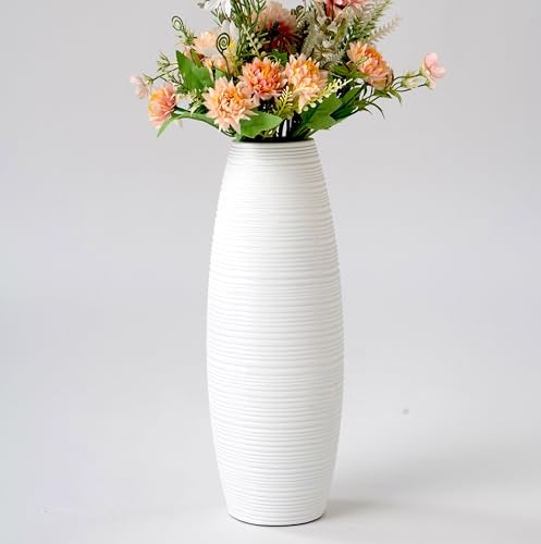 Leewadee Kleine Bodenvase für Dekozweige hohe Standvase Design Holzvase, Holz, 36 cm, Weiß von Leewadee