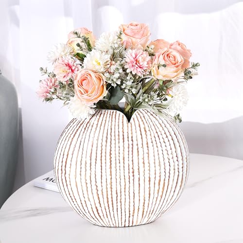 Leewadee - Moderne Blumenvase, Bodenvase für Pampasgras Als Wohnzimmer Deko- 26 cm Hoch, White Wash von Leewadee