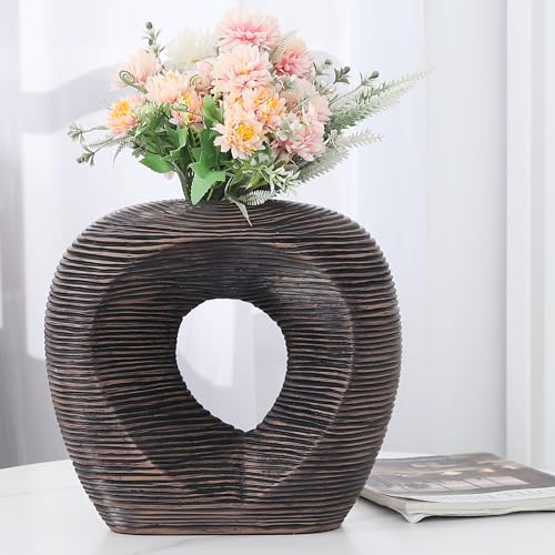 Leewadee - Moderne Blumenvase, Bodenvase für Pampasgras Als Wohnzimmer Deko- 29 cm Hoch, Braun von Leewadee