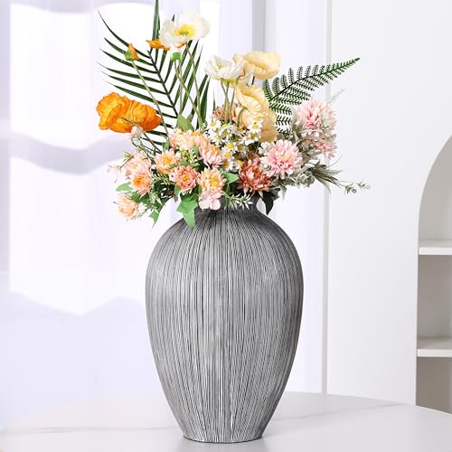 Leewadee - Moderne Blumenvase, Bodenvase für Pampasgras Als Wohnzimmer Deko- 35 cm Hoch, Schwarz von Leewadee