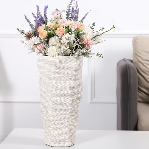 Leewadee - Moderne Blumenvase, Bodenvase für Pampasgras Als Wohnzimmer Deko- 35 cm Hoch, Weiß von Leewadee