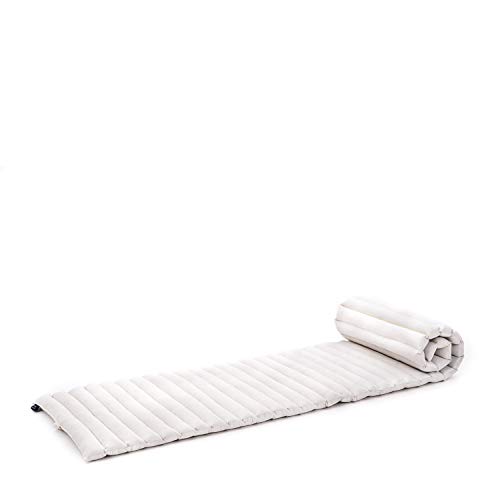 Leewadee Faltbare Bodenmatratze - Japanischer Rollbarer Futon - Tatami Faltmatte - Gästebett - Camping Matratze - Thai Massage Matte, Kapok Füllung, 190 x 50 cm, Natur von Leewadee