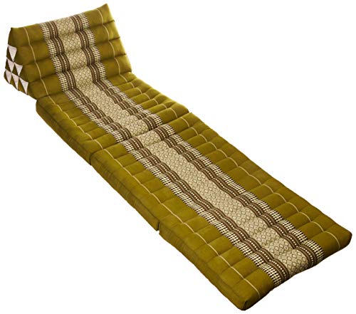 Leewadee - Bequeme Japanische Bodenmatratze - Thai Bodenliege mit Dreieckskissen - Futon Klappmatte - Thai Massagematte, 170 x 53 cm, Grün von Leewadee