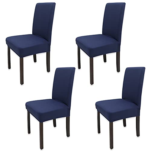 Leeyunbee 4 Stück Esszimmer Stuhlhussen, Abnehmbare Waschbar Elastische Moderne Beschützer Stuhlbezug, Dehnbare Stuhlhussen Für Hochzeit Partys Bankett Haus Esszimmer Hotel Restaurant (Navy Blau) von Leeyunbee