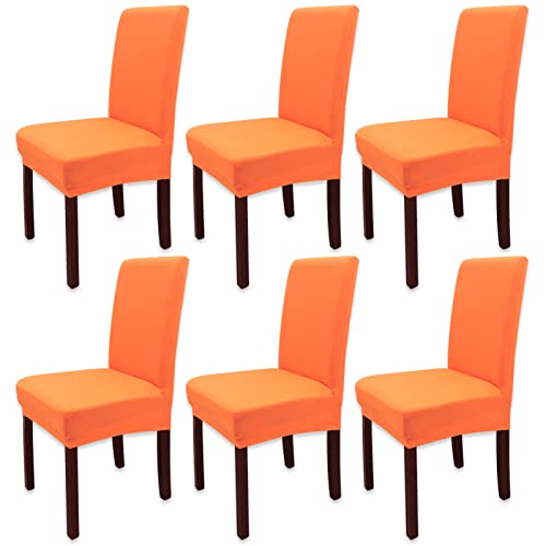 Leeyunbee 6 Stück Esszimmer Stuhlhussen, Abnehmbare Waschbar Elastische Moderne Beschützer Stuhlbezug, Dehnbare Stuhlhussen Für Hochzeit Partys Bankett Haus Esszimmer, Hotel, Restaurant Dekor (Orange) von Leeyunbee