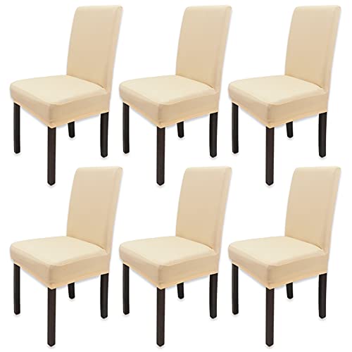 Leeyunbee 6 Stück Esszimmer Stuhlhussen, Abnehmbare Waschbar Elastische Moderne Beschützer Stuhlbezug, Dehnbare Stuhlhussen Für Hochzeit Partys Bankett Haus Esszimmer Hotel Restaurant (Champagne) von Leeyunbee