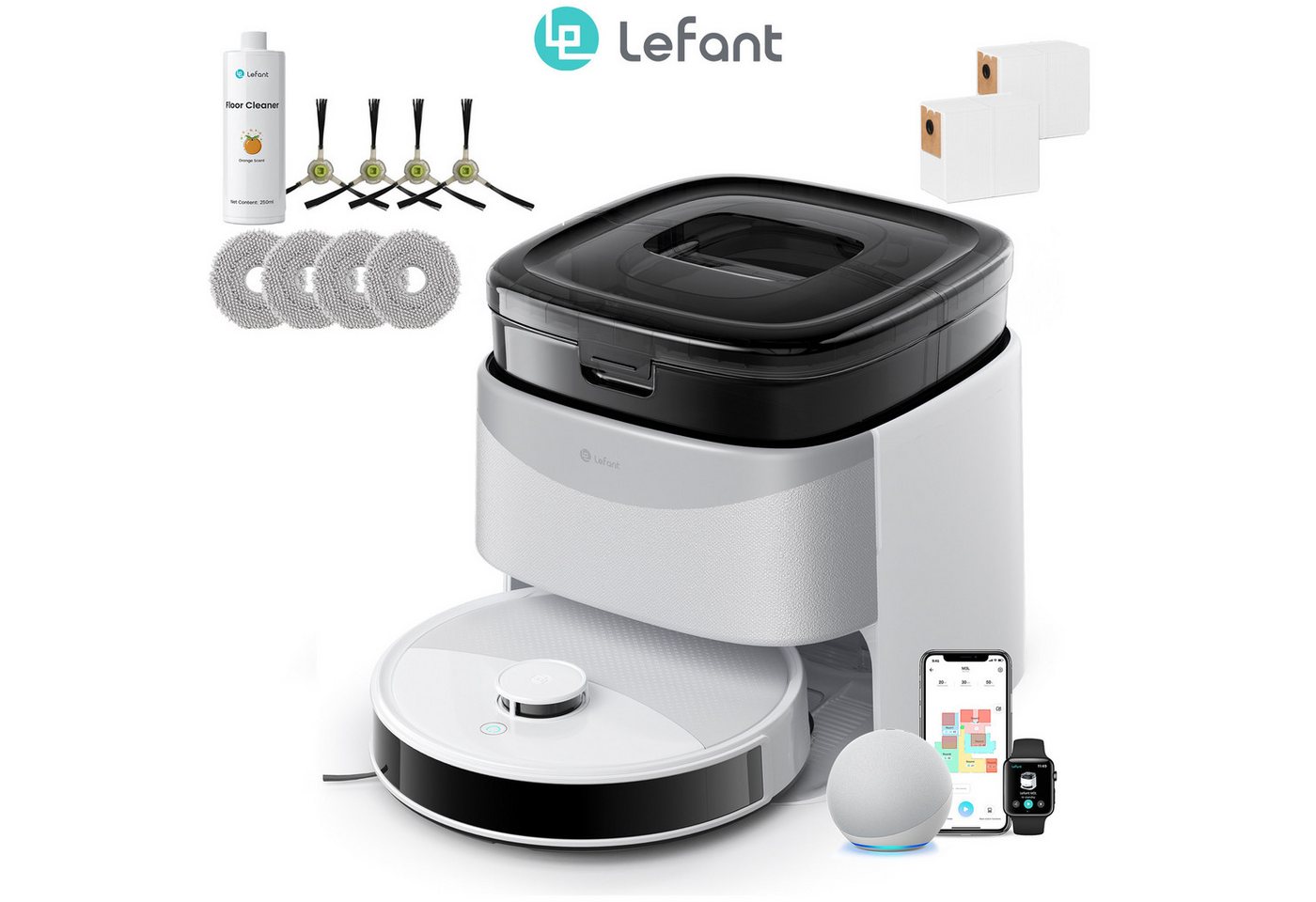 Lefant Saugroboter M3L Grau 12000Pa, Saugroboter mit Wischfunktion Selbstreinigend, mit Beutel, Selbstreinigend, Doppelschleuder-Mopps, V-förmige Doppelbürste, 220Min Lefant Saugroboter M3L Grau 12000Pa, Saugroboter mit Wischfunktion Selbstreinigend, mit Beutel, Selbstreinigend, Doppelschleuder-Mopps, V-förmige Doppelbürste, 220Min von Lefant