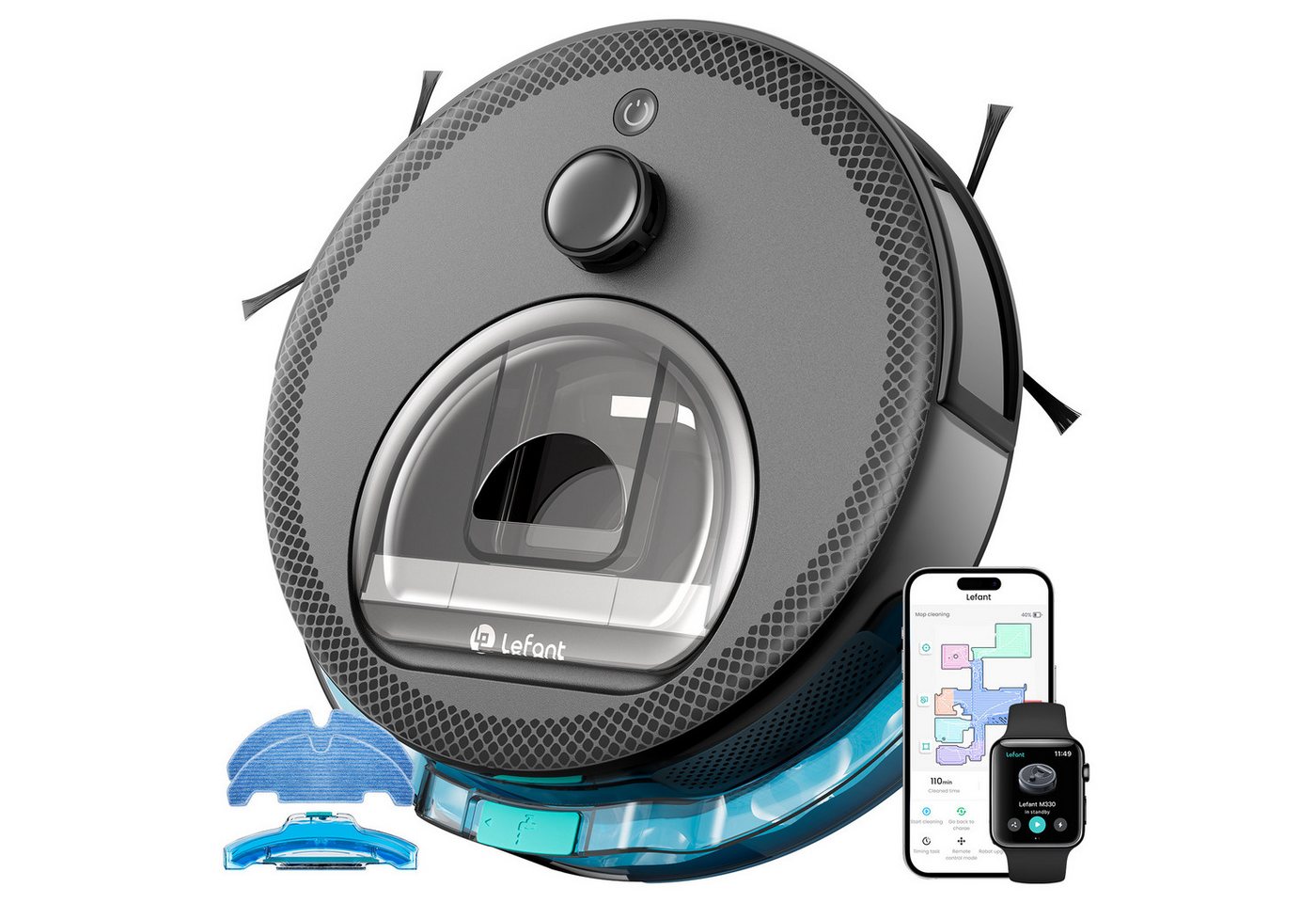 Lefant Saugroboter mit Wischfunktion M330Pro/M330S, Staubsauger Roboter, 5000Pa Saugkraft, Beutellos, 190° PSD-Hindernisvermeidung, Burstenloses Design, für Tierhaare Lefant Saugroboter mit Wischfunktion M330Pro/M330S, Staubsauger Roboter, 5000Pa Saugkraft, Beutellos, 190° PSD-Hindernisvermeidung, Burstenloses Design, für Tierhaare von Lefant