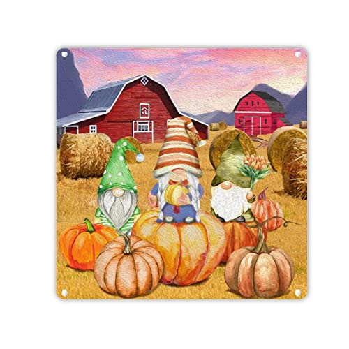 LeforYCL Aluminiumschild mit Aufschrift "Thanksgiving Pumpkin Farm Barn Gnome Sunflower Metal Tin Sign Rustic Autumn Harvest Plaque Metal Sign Poster Metal Sign Art for Men Cave Garage Brewery Bar von LeforYCL