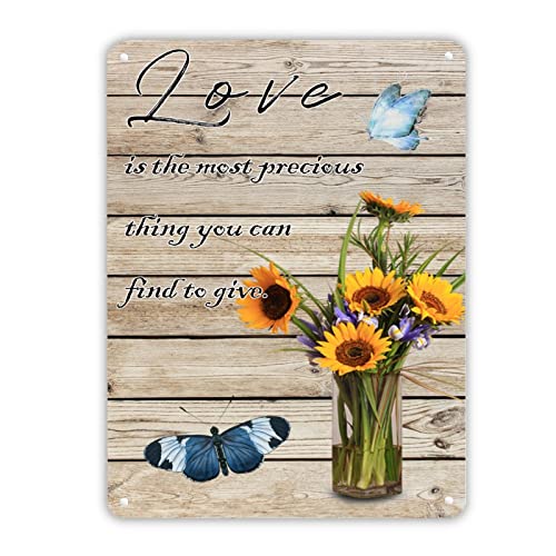 LeforYCL Blechschild "Love is The Most Precious Thing", Frühlings-Sonnenblume mit Schmetterling, Wandschild, klassisches botanisches Kunstwerk, Metallschild für Zuhause, Küche, Bar, Café, 40,6 x 30,5 LeforYCL Blechschild "Love is The Most Precious Thing", Frühlings-Sonnenblume mit Schmetterling, Wandschild, klassisches botanisches Kunstwerk, Metallschild für Zuhause, Küche, Bar, Café, 40,6 x 30,5 von LeforYCL