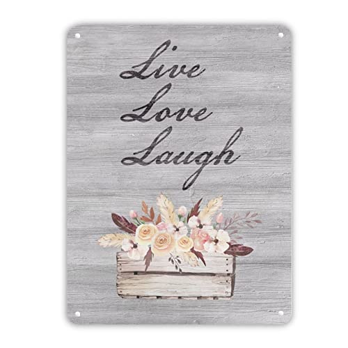 LeforYCL Metall-Blechschild mit Aufschrift "Love Live Laugh", Frühlingsblumenkorb, Wand-Blechschild, rustikale Blüte, Eisen, Gemälde, Wandkunst, Metallschild für Cafés, Bar, Pub, Bierclub, Wand LeforYCL Metall-Blechschild mit Aufschrift "Love Live Laugh", Frühlingsblumenkorb, Wand-Blechschild, rustikale Blüte, Eisen, Gemälde, Wandkunst, Metallschild für Cafés, Bar, Pub, Bierclub, Wand von LeforYCL