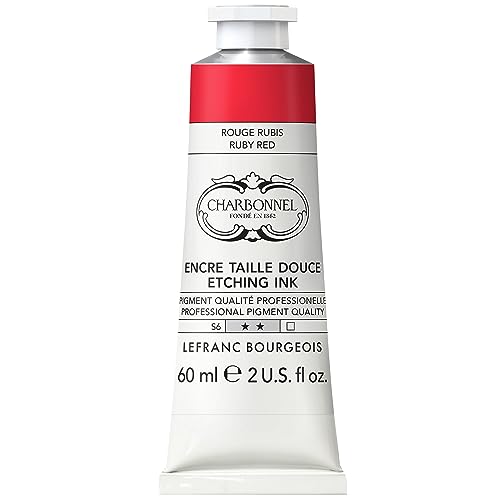 Charbonnel Kupferdruckfarben, hochpigmentierte Tiefdruckfarbe, ausgezeichnete Lichtechtheit, Vegan, lebendige Farben, alterungsbeständig, 60ml Tube - Rubinrot von Lefranc Bourgeois