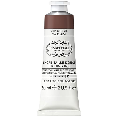 Charbonnel Kupferdruckfarben, hochpigmentierte Tiefdruckfarbe, ausgezeichnete Lichtechtheit, Vegan, lebendige Farben, alterungsbeständig, 60ml Tube - Sepia Gefärbt von Lefranc Bourgeois