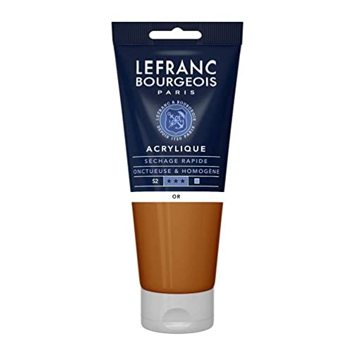 Lefranc Bourgeois 300366 feine Acrylfarbe, hochpigmentiert, gute Deckkraft, cremige homogen Textur, alterungsbeständig, lichtecht, 200ml Tube - Gold von Lefranc Bourgeois