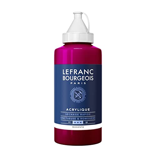 Lefranc Bourgeois 300383 feine Acrylfarbe, hochpigmentiert, gute Deckkraft, cremige homogen Textur, alterungsbeständig, lichtecht, 750ml Flasche - Magenta von Lefranc Bourgeois