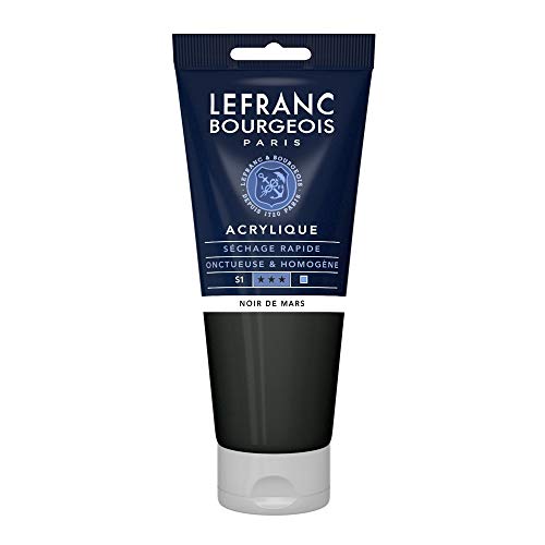 Lefranc Bourgeois 300385 Fine Acrylfarbe - Marsschwarz, 200ml Tube, cremige Acrylfarbe auf Wasserbasis, schnell trocknend, lichtecht, wasserfest von Lefranc Bourgeois
