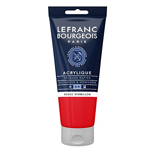 Lefranc Bourgeois 300433 feine Acrylfarbe, hochpigmentiert, gute Deckkraft, cremige homogen Textur, alterungsbeständig, lichtecht, 80ml Tube - Zinnoberrot von Lefranc Bourgeois